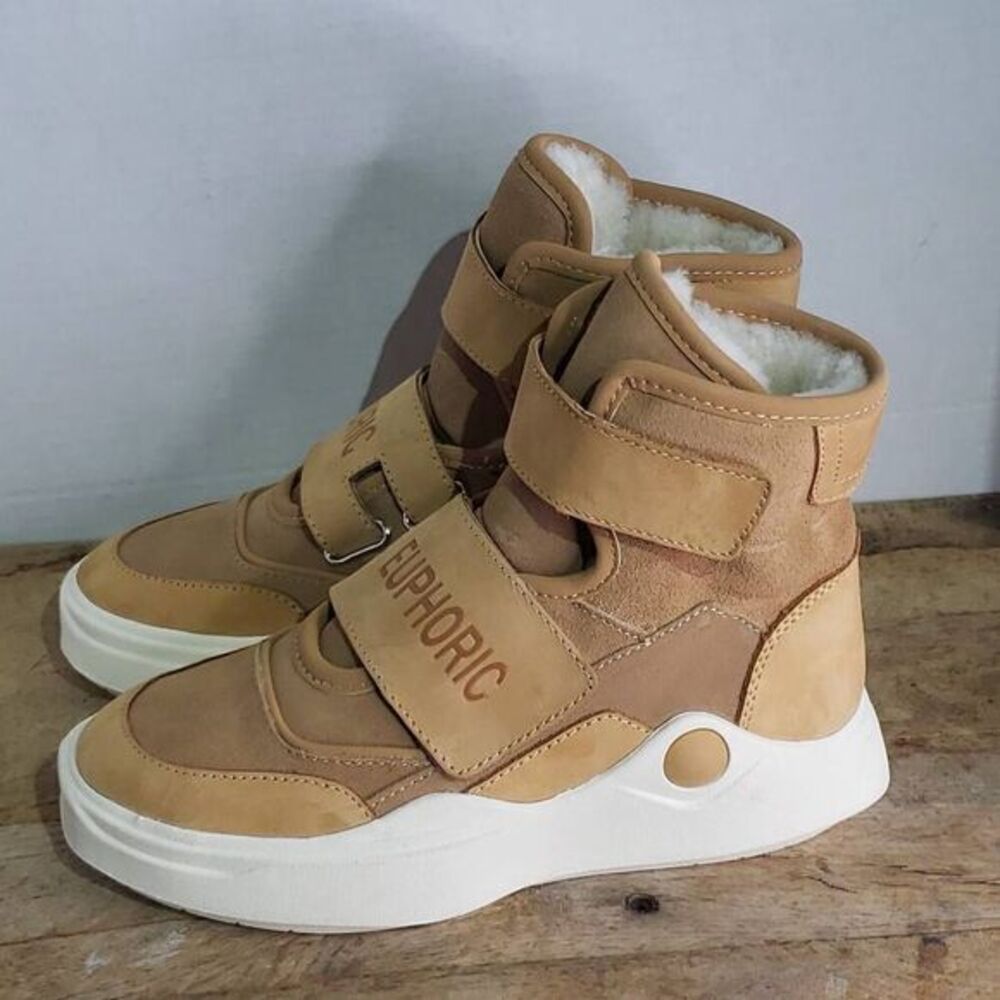 Euphoric brown chunky lug winter boots cozy fur lined‎ warm casual